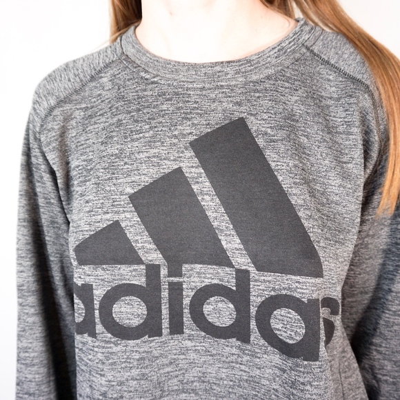 Adidas Climawarm Pullover Gray Sweater Logo L 0060 - Picture 7 of 7